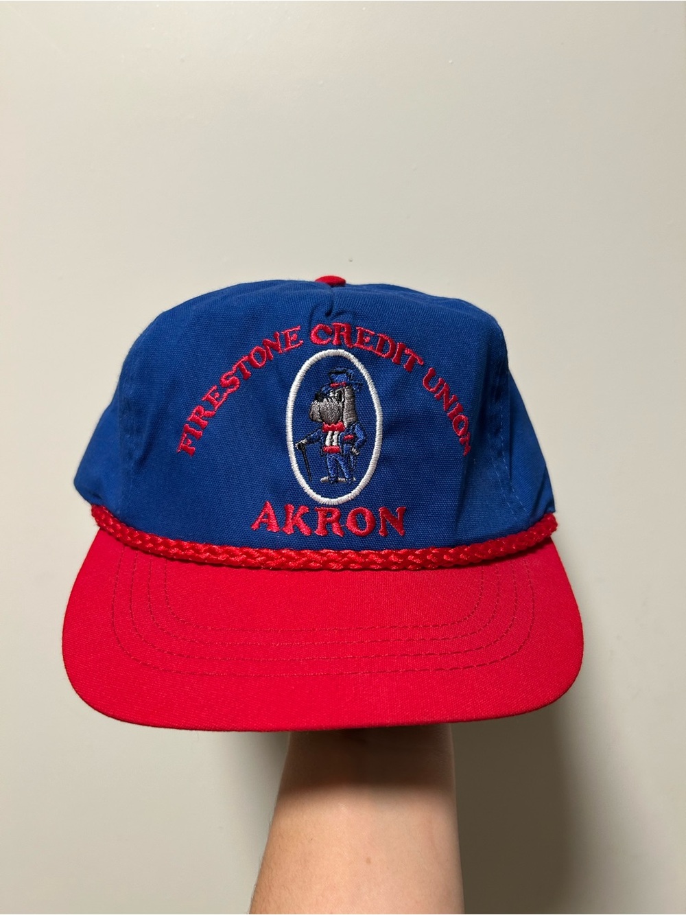 Vintage 80s Firestone Credit Union Akron rope snapback hat